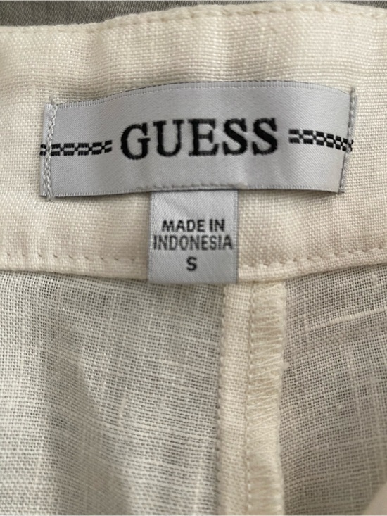 Guess Pants - GUESS Women’s Cream Linen-Blend Chinos